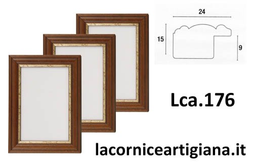 LCA.176 CORNICE 12X12 SAGOMATA NOCE FILO ORO CON VETRO
