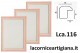 LCA.116 CORNICE 13X17 BOMBERINO ROSA E BIANCO CON VETRO