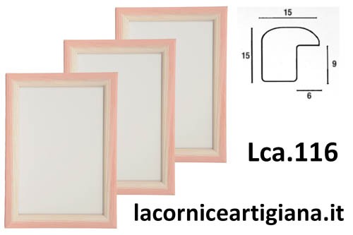 LCA.116 CORNICE 13X17 BOMBERINO ROSA E BIANCO CON VETRO