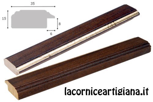LCA.172 CORNICE 15X20 PIATTINA NOCE FILO ORO CON VETRO