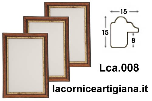 LCA.008 CORNICE 15X15 SAGOMATA NOCE FILO ORO CON VETRO
